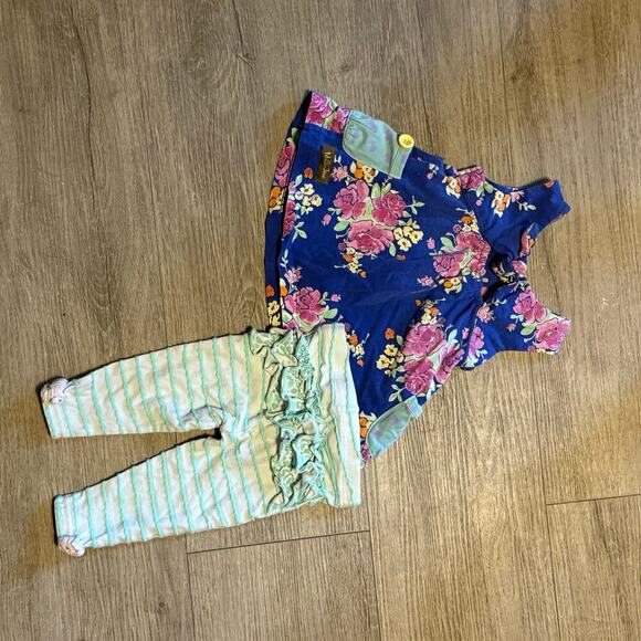 Matilda Jane 12M Baby Girl Floral Swing Top & Striped Leggings Outfit Set - Picture 1 of 5